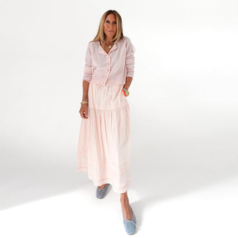 Vacance long pink color skirt women - Shop women's cute maxi skirts by Kerri Rosenthal.