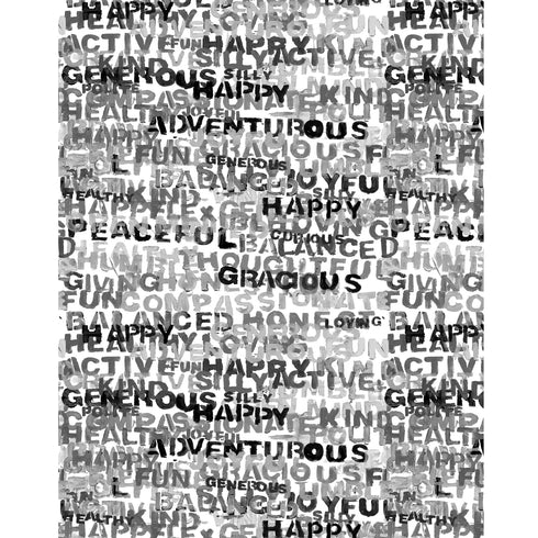 Word of the Day Black and White Linen Fabric - Interior upholstery designer fabrics by Kerri Rosenthal