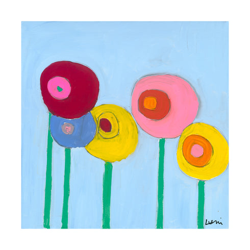Colorful Walk With Me, unique abstract flower artwork, wall art print by Kerri Rosenthal for modern home decor.