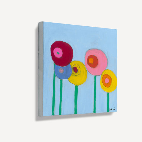 Colorful Walk With Me, unique abstract flower artwork, wall art print by Kerri Rosenthal for modern home decor.
