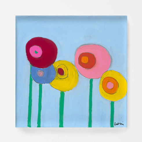 Colorful Walk With Me, unique abstract flower artwork, wall art print by Kerri Rosenthal for modern home decor.
