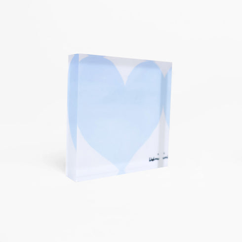 Walking on Clouds Blue Block of Love Acrylic Mini Art by Kerri Rosenthal's artwork mounted on 3/4" plexiglass acrylic block - Unique artwork for living room decor