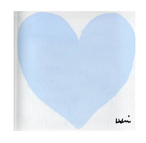 Walking on Clouds Blue Block of Love Acrylic Mini Art by Kerri Rosenthal's artwork mounted on 3/4" plexiglass acrylic block - Unique artwork for living room decor