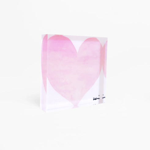 Walking on Clouds Pink Block of Love Acrylic Mini Art by Kerri Rosenthal's artwork mounted on 3/4" plexiglass acrylic block - Unique artwork for living room decor