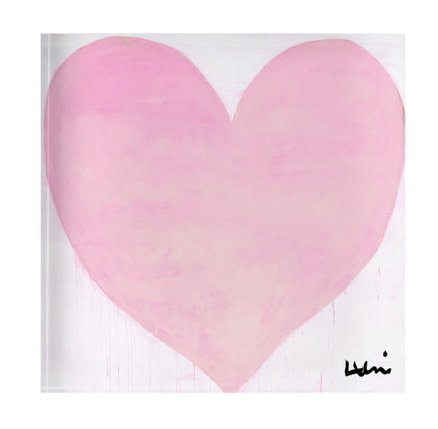 Walking on Clouds Pink Block of Love Acrylic Mini Art by Kerri Rosenthal's artwork mounted on 3/4" plexiglass acrylic block - Unique artwork for living room decor