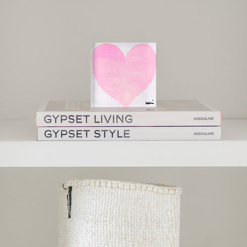 Walking on Clouds Pink Block of Love Acrylic Mini Art by Kerri Rosenthal's artwork mounted on 3/4" plexiglass acrylic block - Unique artwork for living room decor