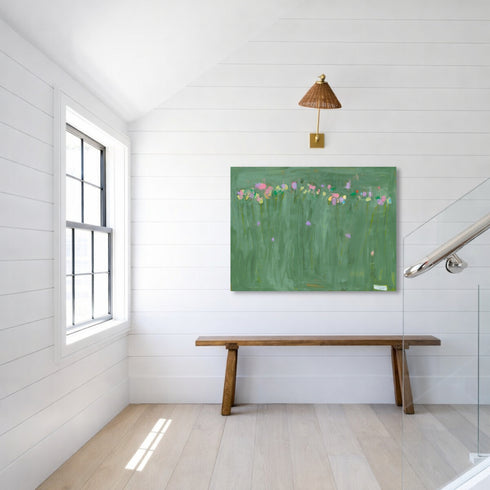 Wall hung green floral art - Shop abstract artwork decor for the living room by Kerri Rosenthal.
