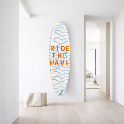 Ride the happy wave surfboard wall decor - Shop modern surfboards by Kerri Rosenthal.
