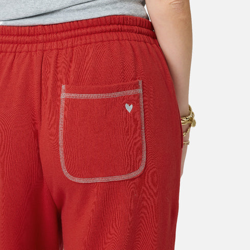 Weekend Barb red sweatpant in 100% cotton terry with wide leg - Shop women's cute sweatpants by Kerri Rosenthal