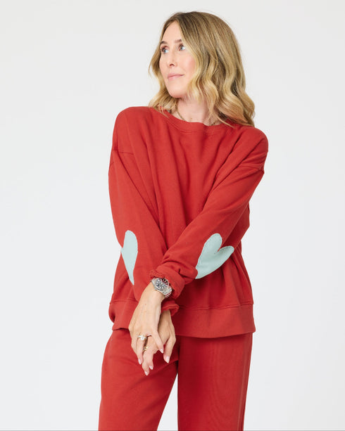 Weekend Barb red sweatpant in 100% cotton terry with wide leg - Shop women's cute sweatpants by Kerri Rosenthal