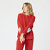 Weekend Barb red sweatpant in 100% cotton terry with wide leg - Shop women's cute sweatpants by Kerri Rosenthal