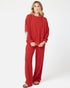 Weekend Barb red sweatpant in 100% cotton terry with wide leg - Shop women's cute sweatpants by Kerri Rosenthal