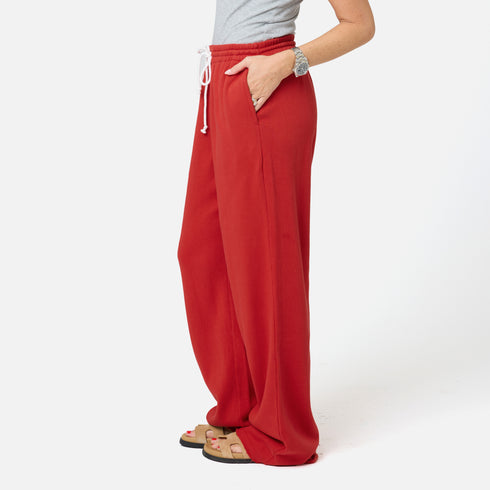 Weekend Barb red sweatpant in 100% cotton terry with wide leg - Shop women's cute sweatpants by Kerri Rosenthal