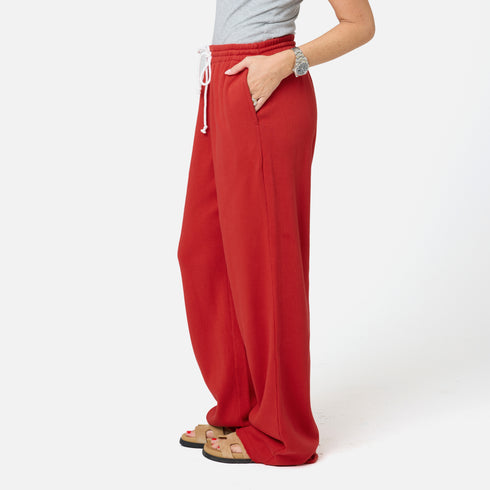 Weekend Barb red sweatpant in 100% cotton terry with wide leg - Shop women's cute sweatpants by Kerri Rosenthal