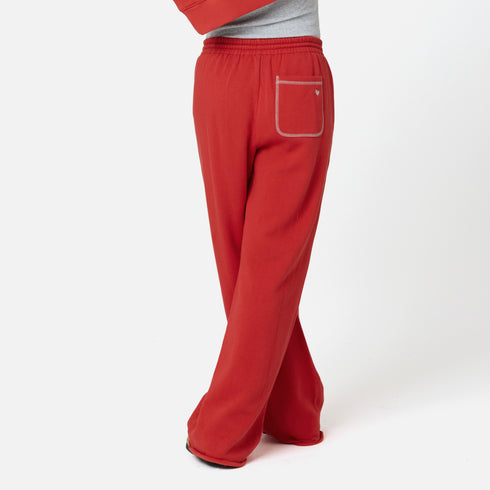 Weekend Barb red sweatpant in 100% cotton terry with wide leg - Shop women's cute sweatpants by Kerri Rosenthal
