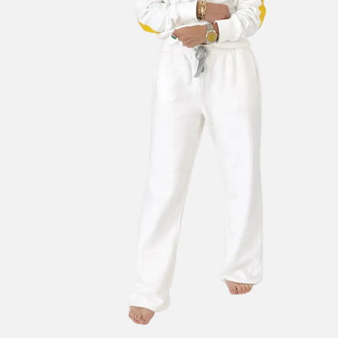 Weekend Barb white sweatpant in 100% cotton fleece - Shop women's cute sweatpants by Kerri Rosenthal
