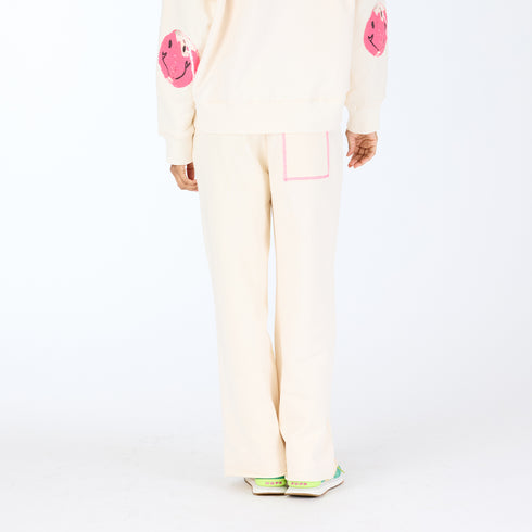 The Weekend barb beige sweatpant in soft cotton fleece with side pockets and a tiny embroidered heart - Shop cute women’s sweatpants by Kerri Rosenthal