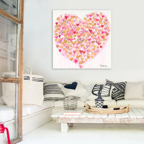 Where Love Shines art print on stretched canvas colorful wall art print - Unique artwork for living room wall decor by Kerri Rosenthal