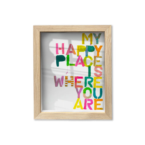 Wherever You Are Oak Shadow Box colorful word art by Kerri Rosenthal - Unique artwork for home decor