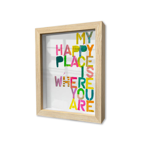 Wherever You Are Oak Shadow Box colorful word art by Kerri Rosenthal - Unique artwork for home decor