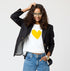 White Suke Imperfect Yellow Heart Graphic 100% Cotton Tee - Cute women's t-shirts by Kerri Rosenthal