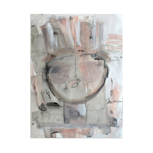 White beige tiki dante art print wall artwork by Kerri Rosenthal - Unique artwork gifts for living room, bedroom art wall decor