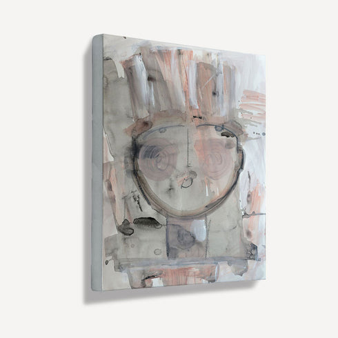 White beige tiki dante art print wall artwork by Kerri Rosenthal - Unique artwork gifts for living room, bedroom art wall decor