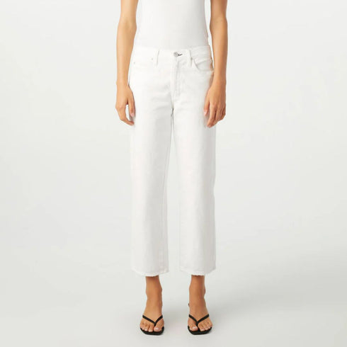White Billie Alabaster mid rise straight leg jean 100% cotton - Cute women jean pants by Kerri Rosenthal