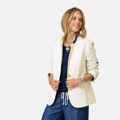 Summer cream blazer womens white in cotton - Shop women's casual blazer jackets by Kerri Rosenthal.