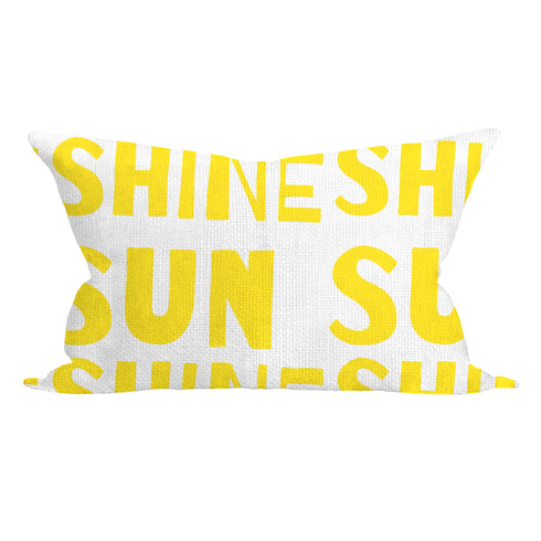 White ground with yellow sunshine cute rectangular lumbar decorative throw pillows by Kerri Rosenthal