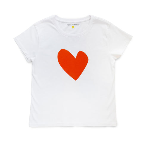 White Suke Imperfect Red Heart Graphic 100% Cotton Tee - Cute women's t-shirts by Kerri Rosenthal
