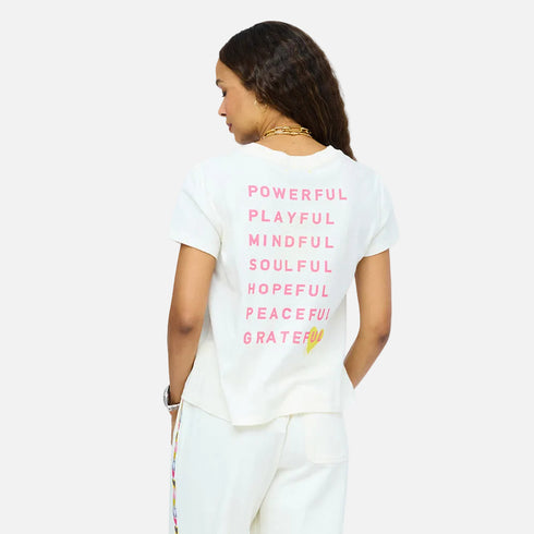 SoulCycle x KR suke manifesto off-white tee - Shop women's cute cotton tees by Kerri Rosenthal