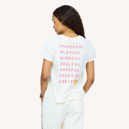 SoulCycle x KR suke manifesto off-white tee - Shop women's cute cotton tees by Kerri Rosenthal