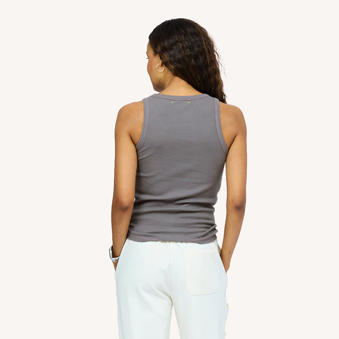 SoulCycle x KR Soul Brigade charcoal grey tank top in cotton - Shop women's cute cotton tank tops by Kerri Rosenthal