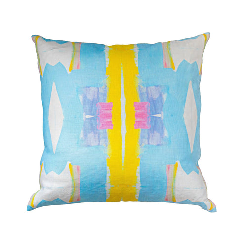 Blue Wonderblock decorative square throw pillows by Kerri Rosenthal