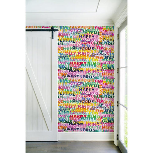 High quality colorful multi word of the day eco friendly wallpaper by Kerri Rosenthal - designer wall paper
