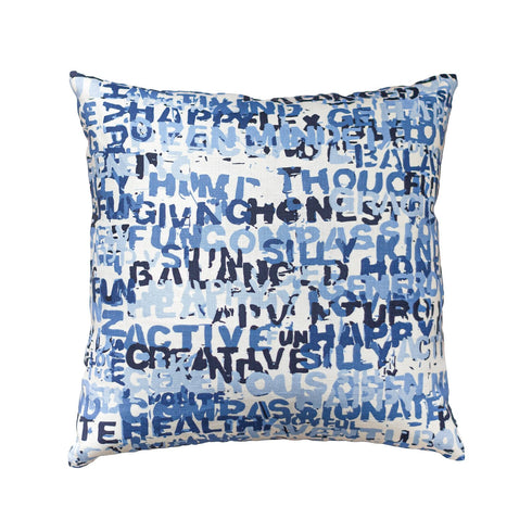 Blue Word of the Day cute decorative square throw pillows by Kerri Rosenthal