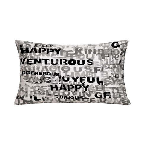 Word of the day black and white rectangular lumbar cute decorative throw pillow by Kerri Rosenthal