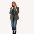 Workday love green cotton blazer with pink heart elbow patches over denim blouse and denim pants - Shop women's blazers by Kerri Rosenthal