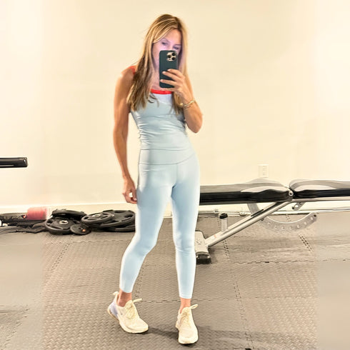 Sky blue Carbon38 x KR Colorblock Scoop Tank in Melt Top - Cute designer women's tank tops by Kerri Rosenthal