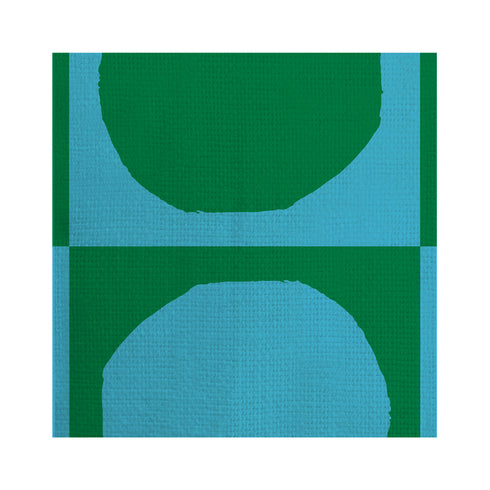 Yin + Yang blue and green pink oyster linen fabric - Kerri Rosenthal