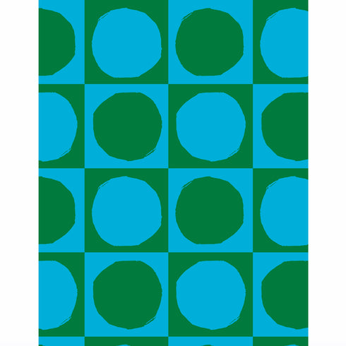 Yin + Yang Square Circle Wallpaper abstract modern blue & green - designer wall paper Kerri Rosenthal