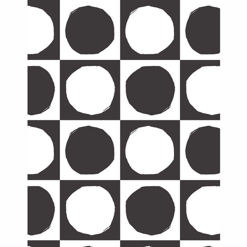 Yin + Yang Square Circle Wallpaper abstract modern black & white - designer wall paper Kerri Rosenthal