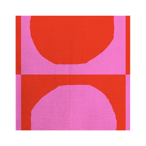 Yin + Yang red and hot pink oyster linen fabric - Kerri Rosenthal