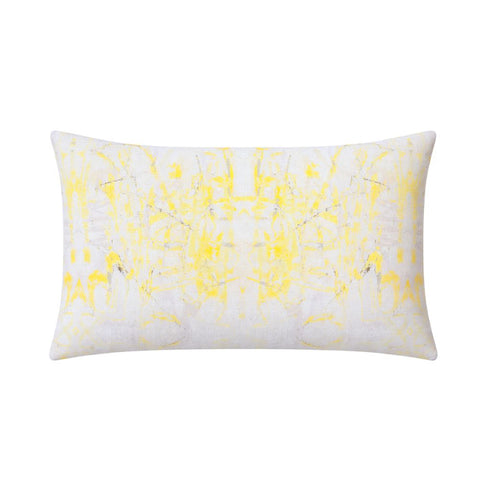 Yellow Tell Me Why Lemon rectangular lumbar cute decorative throw pillow on couch by Kerri Rosenthal