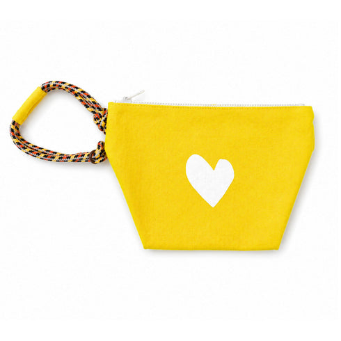 Kerri Rosenthal Imperfect Heart Wristlet in sunshine yellow cotton canvas.