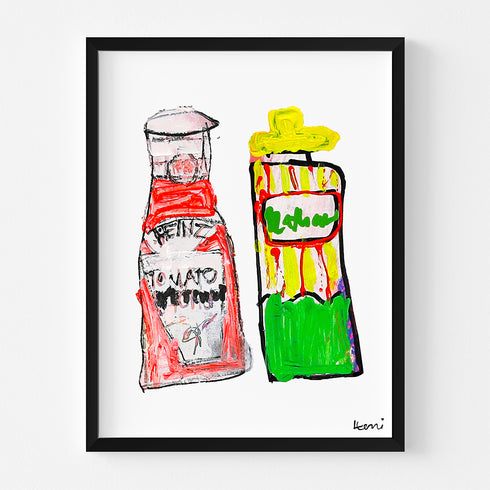 You’re The Ketchup to My Mustard original foodie Art Print by Kerri Rosenthal - perfect wall artwork for a kitchen, dining room.