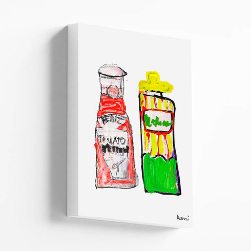 You’re The Ketchup to My Mustard original foodie Art Print by Kerri Rosenthal - perfect wall artwork for a kitchen, dining room.