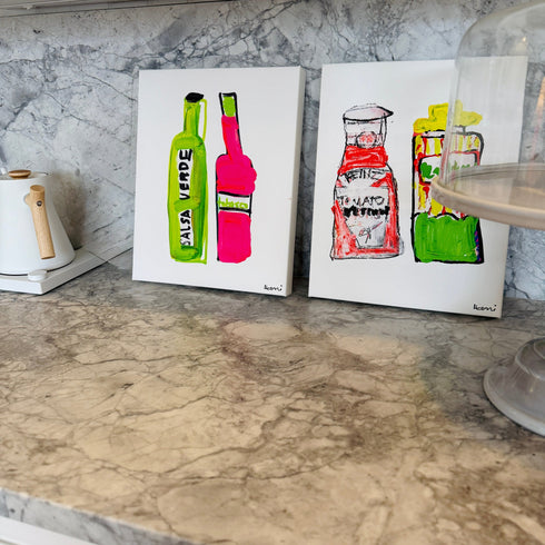 You’re The Ketchup to My Mustard Mini Stretched Canvas Art - Modern original artwork for kitchen, breakfast nook, pantry space or any room in your home or office by Kerri Rosenthal