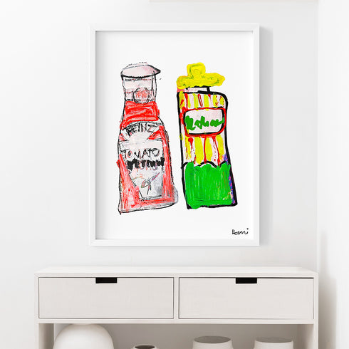 You’re The Ketchup to My Mustard original foodie Art Print by Kerri Rosenthal - perfect wall artwork for a kitchen, dining room.